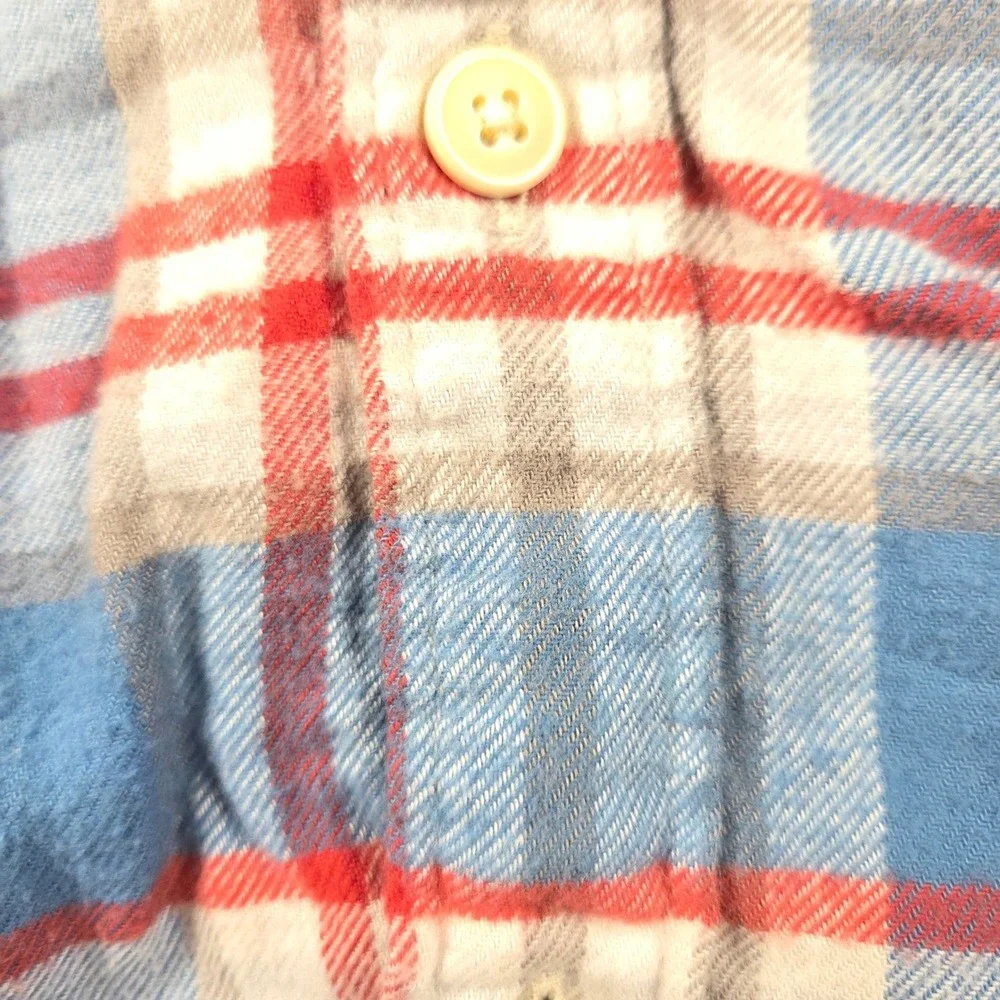 J Crew Flannel Shirt Men's Long Sleeve Plaid Blue Red Button Down Size L